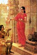 Raja Ravi Varma Lady Giving Alms oil painting